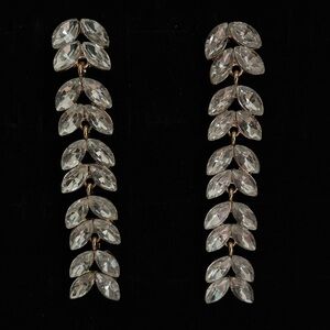 Lulus Crystal Drop Leaf Dangle Earrings